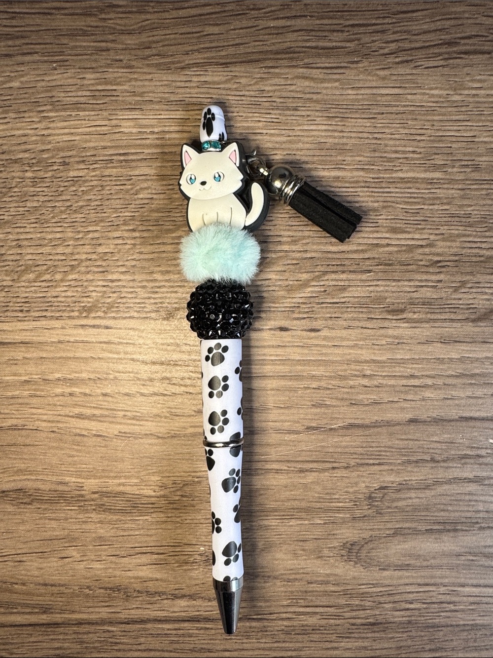 Cute Cat Paw Print Pen with Charm